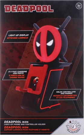 Kablo Adamları LED Simgeleri: Marvel Deadpool - Şarj Telefonu ve Kumanda Tutucu - Işıklı Oyun Kumandası/Cep Telefonu/Cihaz Şarj Tutucu, 4' Şarj Kablosu Dahil