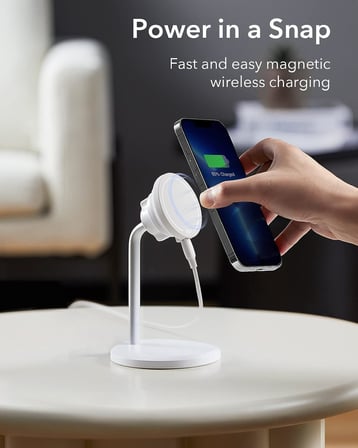 HaloLock Shift kablosuz şarj cihazı, MagSafe şarj istasyonu ile uyumlu, Magsafe şarj cihazı, 2 şarj modu, çıkarılabilir hızlı şarj pedi, kılıfsız iPhone 14/13/12 serisi ve manyetik kılıflar için