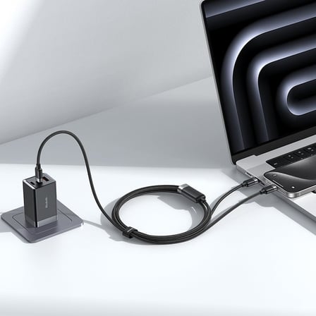 Ca-6780 1.5 M 100W 2'Si 1 Arada Type-C To Type-C + Type-C Siyah Kablo