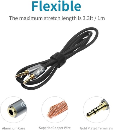 3.5mm AUX Ses Kablosu Erkek Erkek 1 Metre Siyah Y-C926ABK