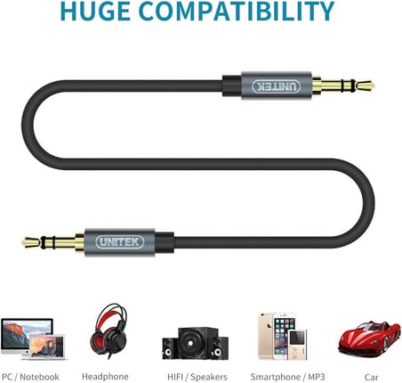 3.5mm AUX Ses Kablosu Erkek Erkek 1 Metre Siyah Y-C926ABK