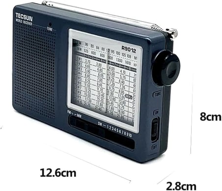 Tecsun R-9012 Taşınabilir Analog Radyo Kısa Dalga FM Stereo Alıcı FM/MW/SW 12 Bantlı Dünya Radyosu