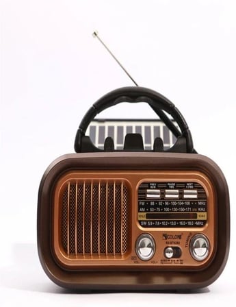 Nostaljik Görünümlü Solar Panelden Şarj Olabilen Telefon Standlı FM Radyo Bluetooth Hoparlör