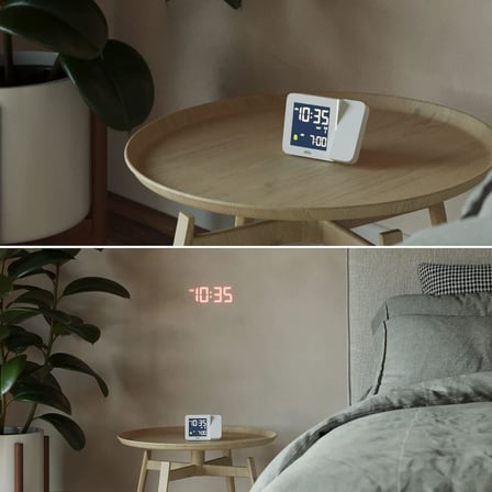 Dijital kablosuz projeksiyonlu çalar saat, orta Avrupa saat dilimi (DCF) için, negatif LCD ekranlı, hızlı ayar ve alarm bip sesi, siyah renkte, model BC15B-DCF.
