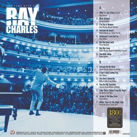 Ray Charles The Very Best of Plak 180 Gram Mavi Renkli Vinyl LP