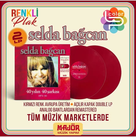 Selda Bağcan 40 Yılın 40 Şarkısı - Kırmızı Renkli 2 Plak - 2LP