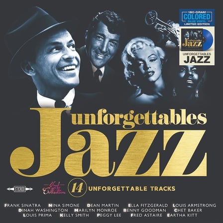 Unforgettables Jazz 14 Parça Koleksiyon Plak, 180 Gram Mavi LP Blue Vinyl