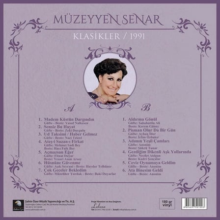 Lp-Müzeyyen Senar- Klasikler / 1991 Lp