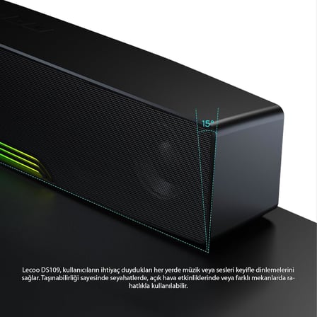 DS109 10W Bluetooth Kablosuz RGB Aydınlatmalı Hoparlör - Masaüstü, PC, TV, Laptop Uyumlu, USB/SD Kart/AUX Girişi, 360° Surround Ses, Mikrofonlu Taşınabilir Soundbar Siyah