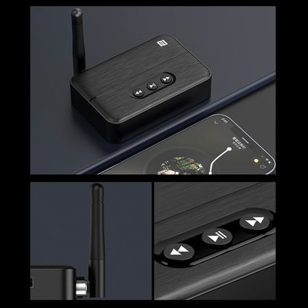 NFC Bluetooth 5.4 Ses Alıcısı – AUX & RCA Bağlantı, Type-C Güç, USB’den Müzik Çalma, Araç & Ev Hoparlör/Amfi için Kablosuz Ses Adaptörü, Hi-Fi Stereo, 10m Çekim Mesafesi M60