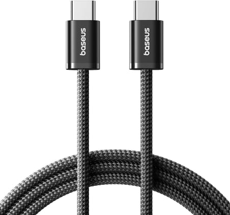 Dynamic 4 Series 100W PD Hızlı Şarj Kablosu, Type-C to Type-C Örgülü Kablo 1 Metre, iPhone 17/16/15 Pro Max, MacBook, iPad, Android, Galaxy Uyumlu 480Mbps Veri Aktarımı - Siyah