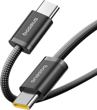 Dynamic 4 Series 100W PD Hızlı Şarj Kablosu, Type-C to Type-C Örgülü Kablo 1 Metre, iPhone 17/16/15 Pro Max, MacBook, iPad, Android, Galaxy Uyumlu 480Mbps Veri Aktarımı - Siyah