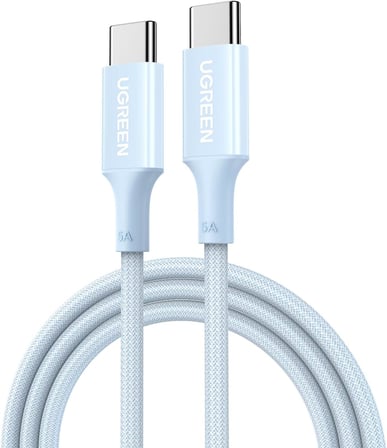USB-C 100W 5A QC PD Örgülü Hızlı Şarj Kablosu, 1 Metre, Mavi, 65253