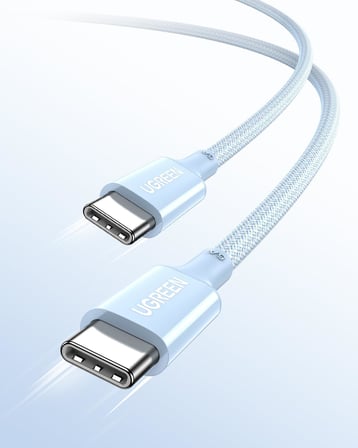 USB-C 100W 5A QC PD Örgülü Hızlı Şarj Kablosu, 1 Metre, Mavi, 65253