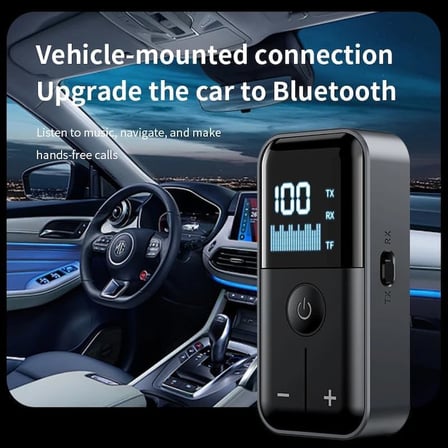 2’si 1 Arada Bluetooth 5.4 Ses Alıcı & Verici – 3.5mm AUX, TF Kart Çalar, LED Ekranlı Kablosuz Adaptör, Dahili Pil, Araba, TV, PC & Hoparlör için Stereo Müzik Aktarıcı | M20