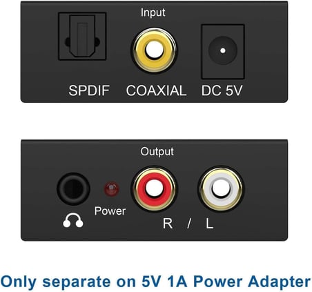 Dijital Analog Ses Dönüştürücü,Toslink, Optik çıkış to Rca çevirme DAC Dijital SPDIF Koaksiyel Optik Dönüştürme L/R RCA, Toslink Optik Ses Adaptörü için PS4 HD DVD Ev Sinema Sistemleri