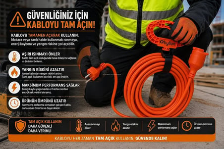 Seyyar Uzatma Kablosu, TTR Kablo, IP44 Koruma, Erkek Dişi Fişli, Seyyar Ara Kablo, Dış Mekan ve İç Mekan, Elektrik Uzatma Kablosu, Ağır Hizmet Tipi, A-Plus Enerji Kablosu (3x1,5 mm²/20 Metre)