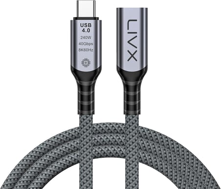 Type C to Type C USB4.0 240W 40Gbps 8k60hZ Uzatma Kablosu 1 Metre LCU