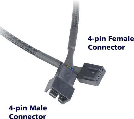0449 Pwm 4 Pin Y Port Dişi Erkek Anakart 30 Cm 24 Awg Bakır 3 MM Fan Uzatma Güç Kablosu.