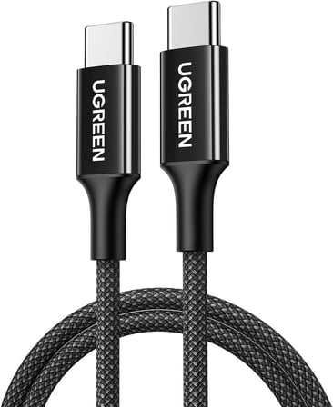 USB-C 60W 3A QC PD Örgülü Hızlı Şarj Kablosu, 1 Metre, Siyah, 35219