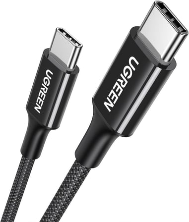 USB-C 60W 3A QC PD Örgülü Hızlı Şarj Kablosu, 1 Metre, Siyah, 35219