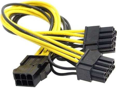 PrimeX PX-4302 6 Pin to 2x8 Pin PSU Ekran Kartı Güç Çevirici Kablo, PCI-E 6 Pin Dişi to 2 Adet 6+2 Pin Erkek GPU Power Splitter, 18AWG Bakır Mining Ekran Kartı Güç Kablosu, 20 cm