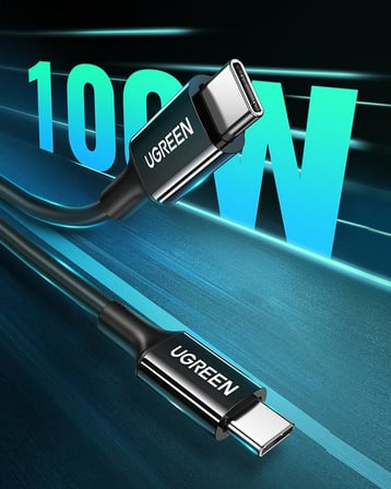 USB-C 100W 5A QC PD Hızlı Şarj Kablosu, 1 Metre, Siyah, 80371