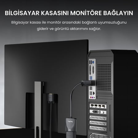 Mini DisplayPort (DP) to VGA Full HD 1080P 60Hz Çevirici Dönüştürücü Adaptör