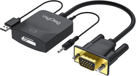 VGA to HDMI Full HD 1080P 60Hz Aux Ses Destekli USB Beslemeli Çevirici Dönüştürücü Adaptör