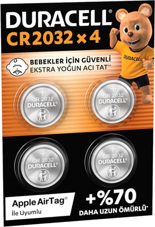 CR 2032 Lityum Düğme Pil (4’lü Paket) – 3V, (CR2032)