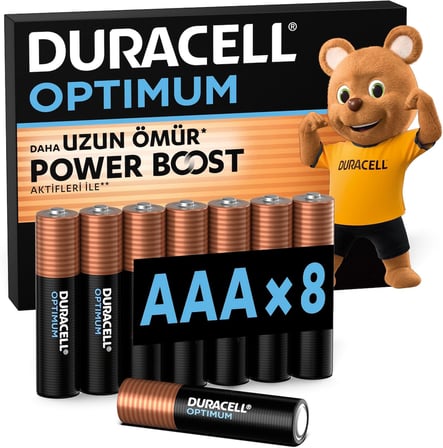 Optimum Aaa Alkalin İ̇Nce Kalem Pil (8’Li Paket) – 1,5V
