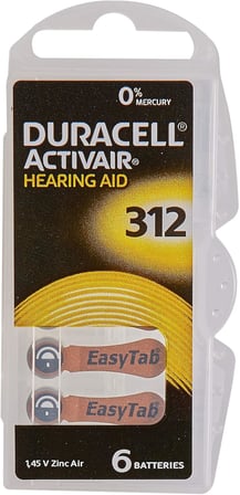 Easytab DA 312 - Pil tipi 312 olan tüm işitme cihazları için, 10 x 6 adet