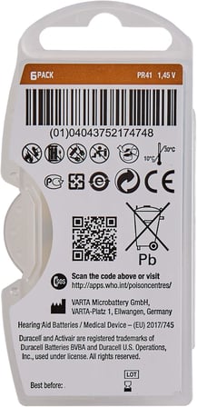 Easytab DA 312 - Pil tipi 312 olan tüm işitme cihazları için, 10 x 6 adet