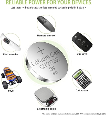 CR2032 Pil 5'li Paket Tartı, Baskül, Şeker Ölçüm Cihazı Pili Lityum Düğme Pil 3V 2032
