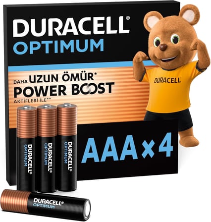 OPTIMUM AAA Alkalin İnce Kalem Pil (4'lü Paket) – 1,5V