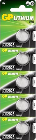Batteries CR2025 2025 Boy Lityum Düğme Pil, 3 Volt, 5'li Kart, Gri