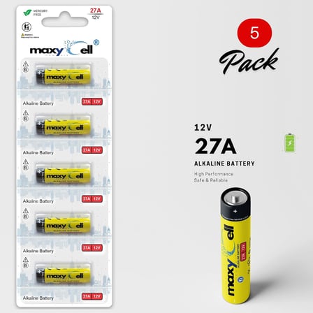 27A Alkalin Piller 12V - Uzaktan Kumandalar, Garaj Kapısı Açıcıları, Anahtarlıklar, Alarmlar, Sızdırmaz Tasarım için Yüksek Kapasiteli Uzun Ömürlü Güvenilir Güç Değiştirme A27 MN27 L828 (5'li