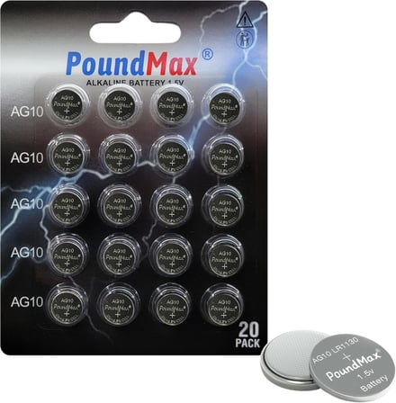 20 x AG10 Düğme Hücresi LR1130 1,5V, Alkalin Pil