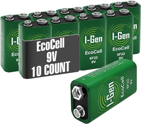 Ecocell Çinko Karbon 9V (6F22) 9 Volt Pil 10'Lu Paket