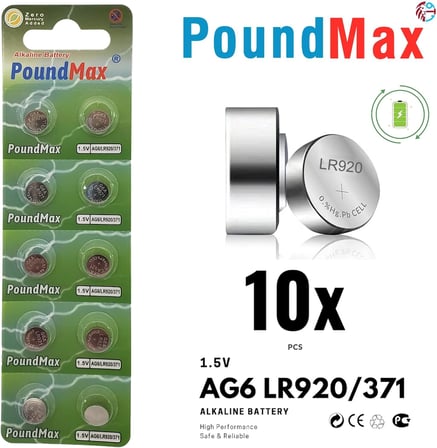 10 adet AG6 (370,371,LR921,LR69,SR920W) 1.5V Alkalin Düğme Pil