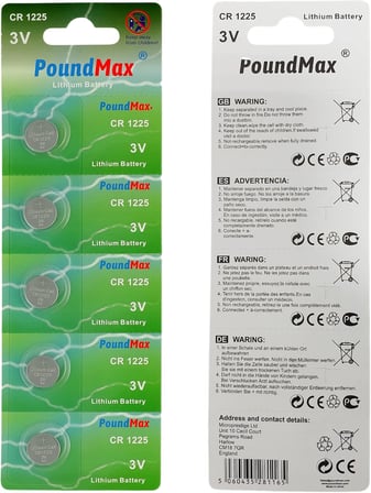 1225 CR1225 DL1225 3 V lityum düğmeli piller (5'li paket)