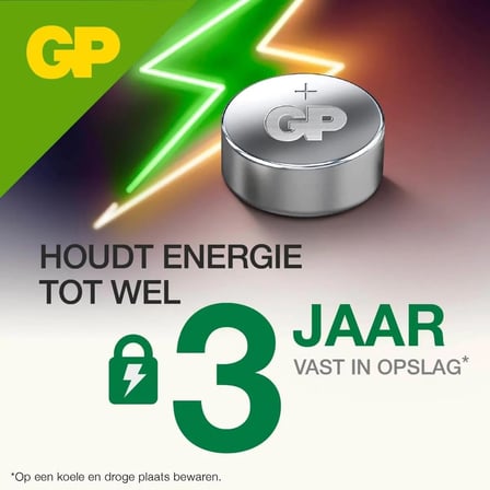 Batteries GPA76 Lr44 Düğme Pil, 1.5 volts, Gri