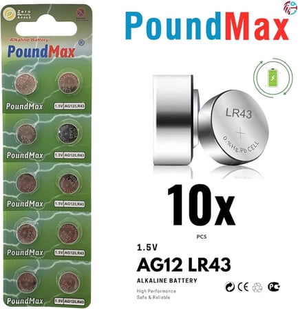 10 X AG12,LR43,LR1142,386,1,5V Alkalin Düğme Pil