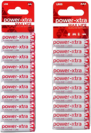 POWER-XTRA AA Alkalin Kalem Pil 10'Lu AAA Alkalin İnce Pil 10'lu paket (20 Adet)