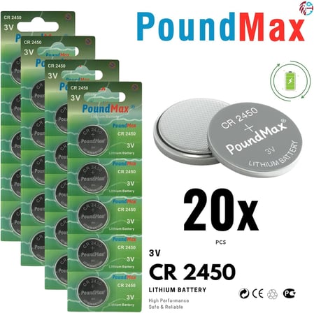 20 X CR2450, DL2450,ECR2450, KCR2450 3V Lityum Madeni Düğme Pil