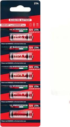 5 ADET 27A 12V Spesifik Pil C5 27A 12 Volt Alkalin Kısa İnce Kalem Alarm Kumandası Pili (5)