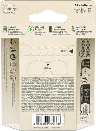 Batteries ReCyko 2600mAh AA Kalem Ni-Mh Şarjlı Pil, 1.2 Volt, 6'lı Kart