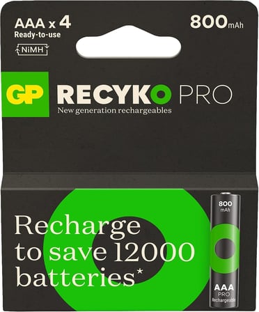 Batteries Recyko Pro AAA İnce Ni-Mh Şarjlı Pil, 1.2 Volt, 4'lü Kart