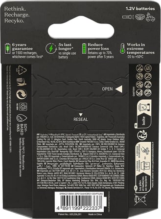 Batteries ReCyko Pro AA Kalem Ni-Mh Şarjlı Pil, 1.2 Volt, 6'lı Kart