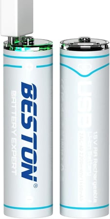4'Lü Şarj Edilebilir Aa Lityum Pil | 1.5V 500Mah 2200Mwh, Usb-C Şarjlı, 1000+ Döngü, Sabit Voltaj Çıkışlı, Mikrofon, Oyuncak Ve Küçük Cihazlar İ̇Çin, 2Ac-06